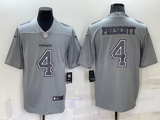 Men's Dallas Cowboys #4 Dak Prescott Gray Atmosphere Fashion Stitched Jersey